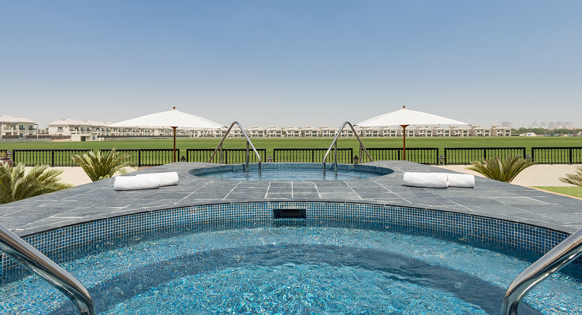 St Regis Polo Jacuzi view onto Polo fields.